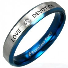 Stainless steel ring - LOVE DEVOTION with zircon