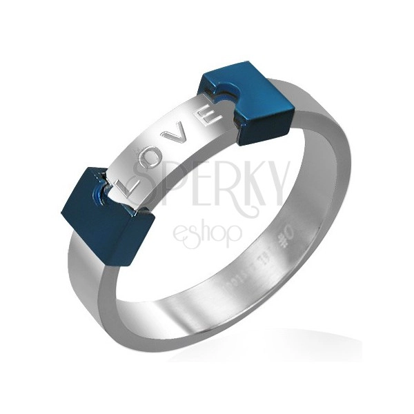Stainless steel LOVE ring - torn heart