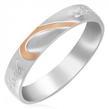 Stainless steel ring - half-heart design, mirror shine