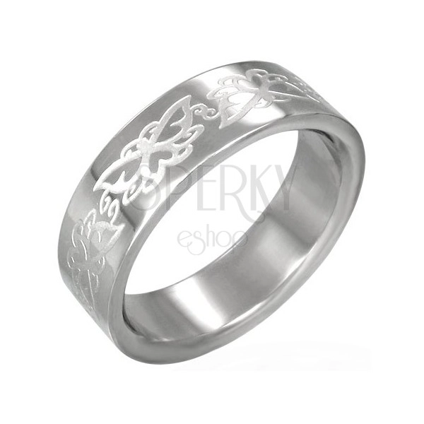 Stainless steel ring - butterflies