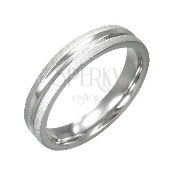 Ring made of stainless steel - shiny center, satinated edges
