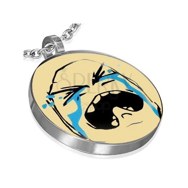 MEME charm made of steel -  CRYING BAWW FACE