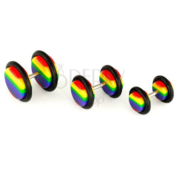 Fake plug piercing - rainbow colours
