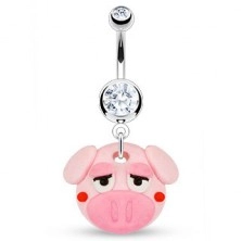 Belly button ring - FIMO pig