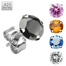Sterling silver stud earrings 925 - round, available in various colours