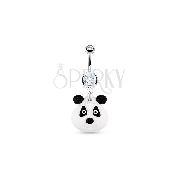 Belly button ring  - FIMO panda bear