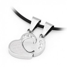 Pendants for lovers - jigsaw, hearts with zircons
