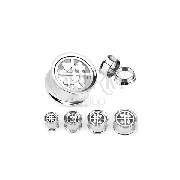 Plug piercing made of stainless steel - playing cards symbols