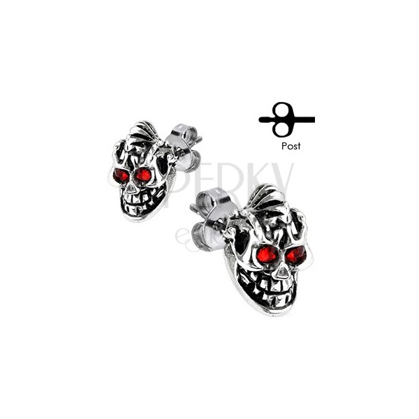 Surgical steel earrings - skull, punk hairstyle