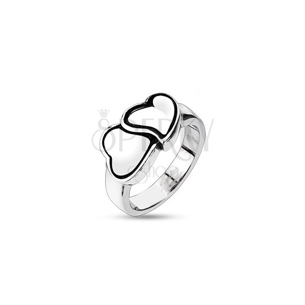 Ring made of stainless steel - double heart