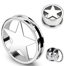 Surgical steel plug piercing with five-pointed star