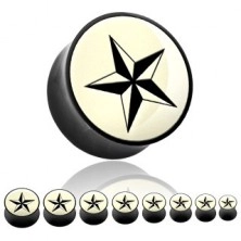 Plug piercing made of organic material - black star