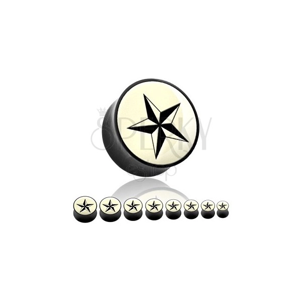 Plug piercing made of organic material - black star