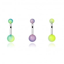 Belly bar made of steel - two-tone UV balls