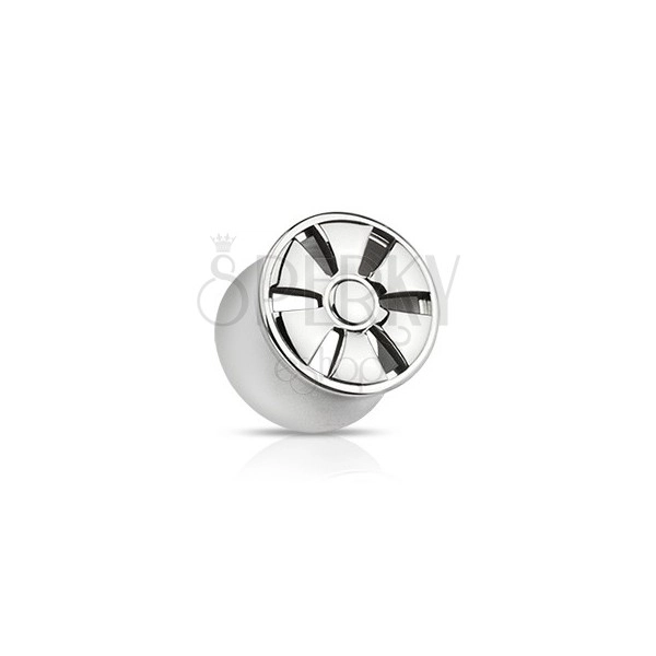 Stainless steel saddle ear plug - wheel design