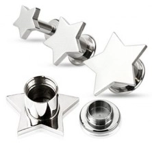 Ear piercing - steel plug, smooth star