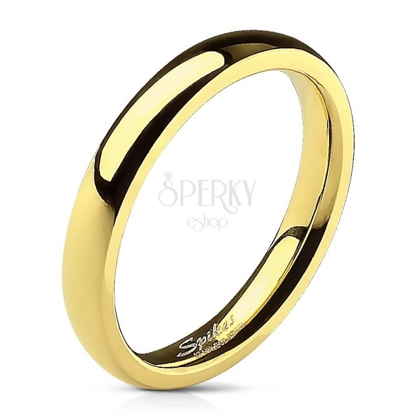 Steel wedding ring with mirror shine in gold colour - 3 mm