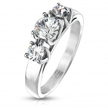 Engagement ring - three prong-set zircons
