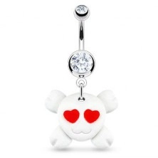 Dungle belly bar - Fimo skull with heart shaped eyes, zircon