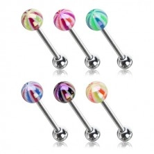 Tongue piercing - colourful ball with pearl shine