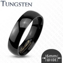 Tungsten smooth black ring, 6 mm