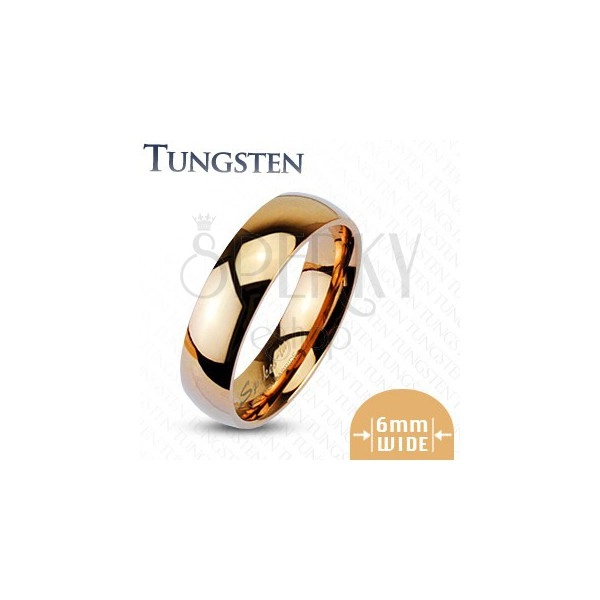 Tungsten wedding ring in pink gold colour, shiny