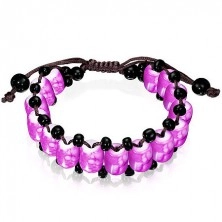 SHAMBALLA bracelet - oval stone beads, purple marble pattern