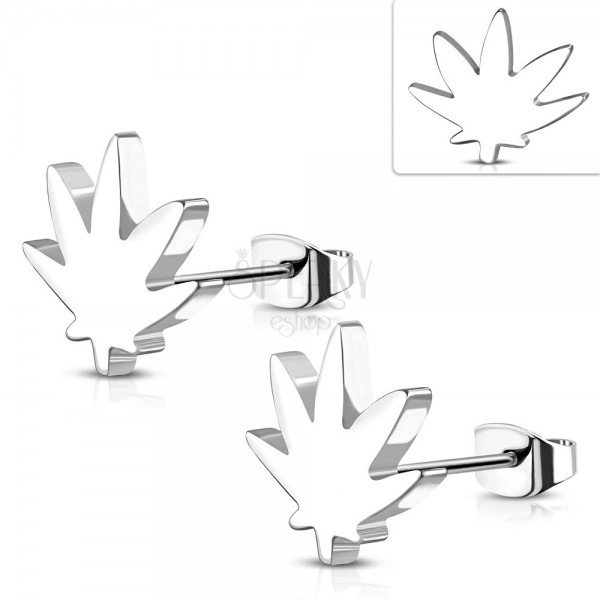 Marijuanna leaf stainless steel stud earrings