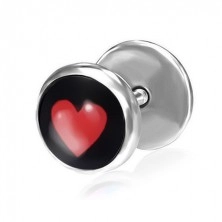 Fake steel ear plug with heart