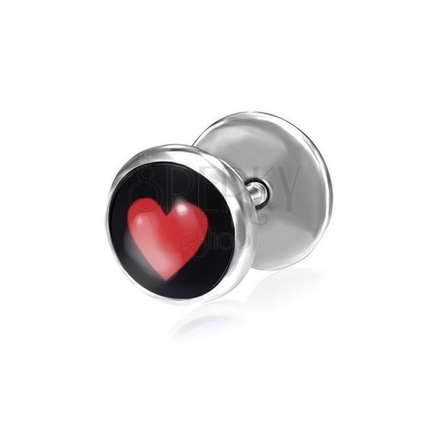 Fake steel ear plug with heart