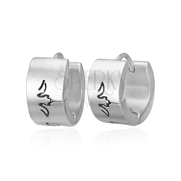 Steel hoop earrings with Tribal symbol