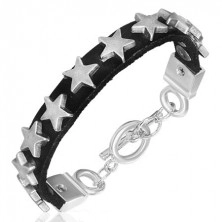 Thin bracelet made of leather with metal stars