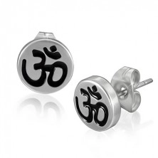 Stud stainless steel earrings with Ohm Hindu symbol