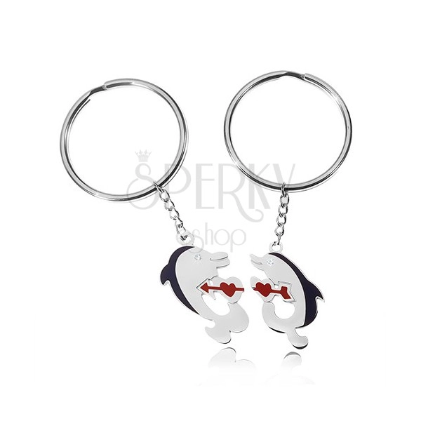 Keychains for two - dolphins, hearts and stones