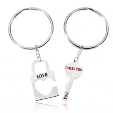 Keychain for two - key, padlock and zircons