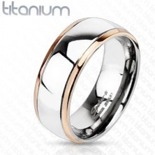 Titanium ring with copper edges and silver centre