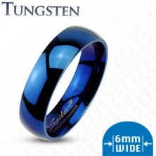Tungsten band with round edges, dark blue, 6 mm