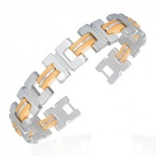 Surgical steel bracelet with rubber stripes, orange