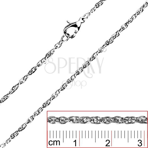 Stainless steel chain - twisted and densely connected oval links