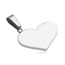 Pendant made of 316L steel - flat full heart, silver colour
