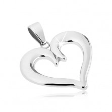Surgical steel pendant - heart with decorative part in the centre