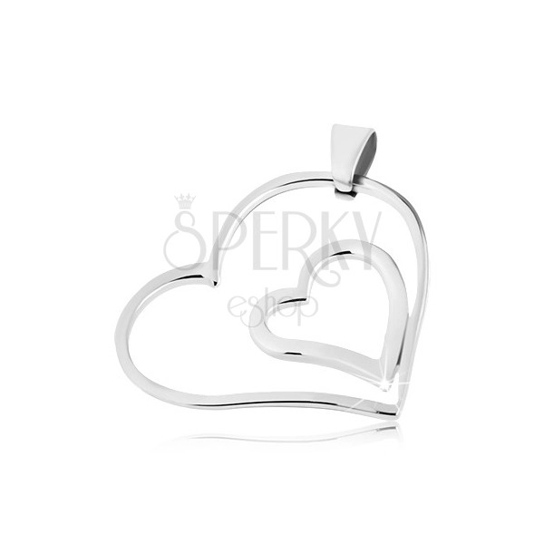 Surgical steel pendant - double joined heart