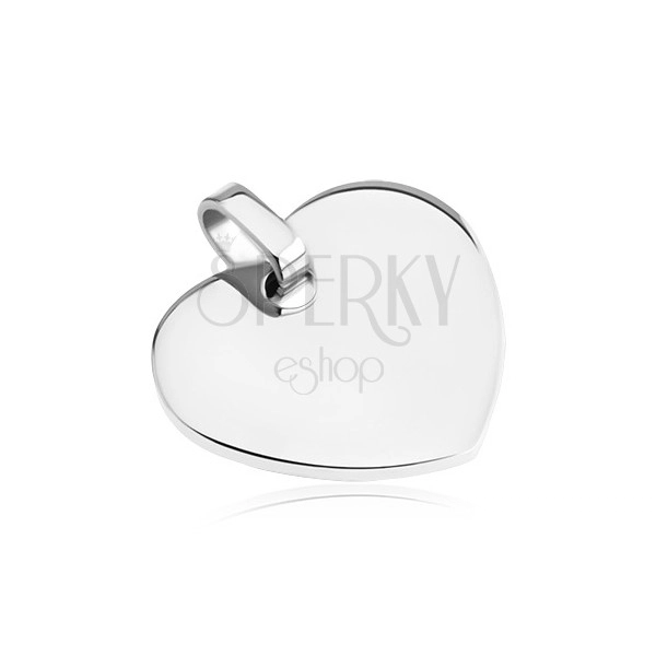 Stainless steel pendant - shiny smooth heart