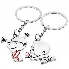 His and her keyring with couple in love