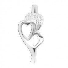 Sterling silver ring 925 - three hearts with embedded zircons