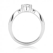 Silver wedding ring 925 - round zircon in braided stripes