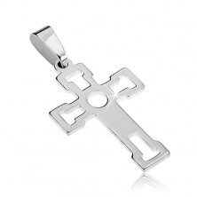 Sterling silver pendant 925 - bright cross with cuttings in shape of T