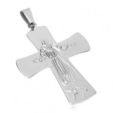Pendant made of surgical steel, Jesus on cross, silver colour