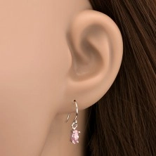 Silver earrings 925 - pink zirconic grains on hooks