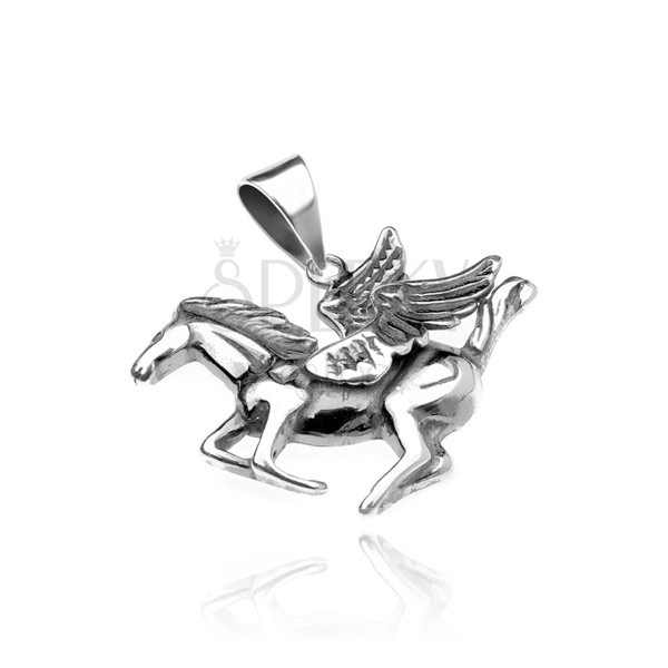 Silver pendant 925 - winged divine horse Pegasus, slightly patinated